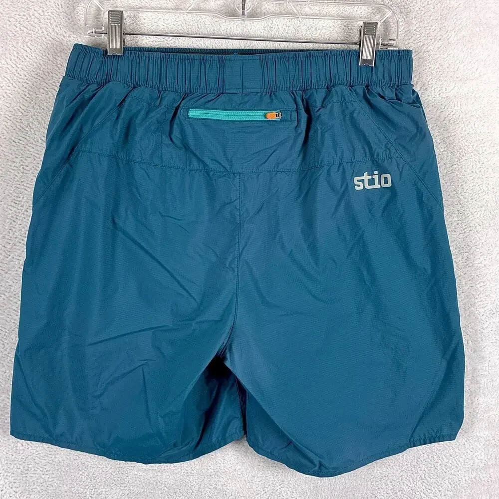 Stio Shorts Mens M Blue Bounder Nylon Lined Performance Stretch Running Workout